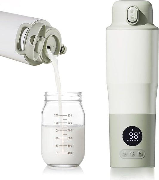 Portable Bottle Warmer for Travel – 15oz 316 Stainless Steel, 16000mAh Battery, Fast Heating & Precise Temp Control, Car Cup Fit, Long Battery Life, Perfect for Outdoor or On-The-Go Moms