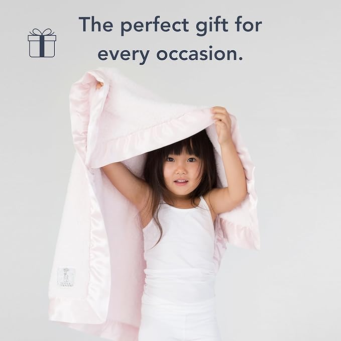 Little Giraffe Baby Blanket - Chenille Soft Blanket with Satin Trim - Baby Stroller Blanket - Newborn Baby Essentials & Gifts - 29" x 35" - Pink