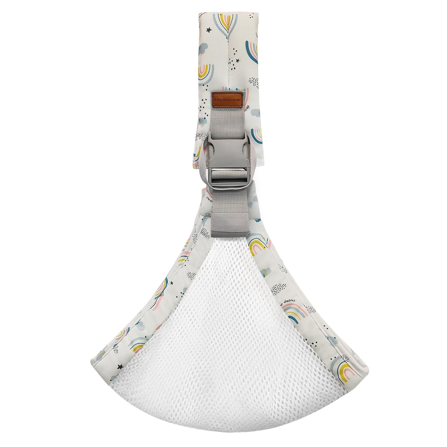 Baby Sling Carrier Newborn to Toddler Adjustable One-Shoulder Design with Safety Buckle, Soft & Lightweight Sling Baby Carrier 10-30 lbs(Mesh,Rainbow)