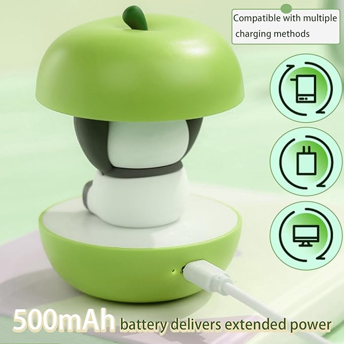 Cute Panda Night Light, LED Squishy Novelty Animal Night Lamp, 3 Level Dimmable Nursery Touch Kawaii Lamp, Birthday Christmas Gifts (USB Rechargeable) (Green)