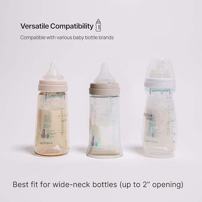 MOTHER-K Disposable Baby Bottle Liner, Must-Have Baby Travel Essentials, BPA Free & Anti-Colic (8oz, 100pcs)