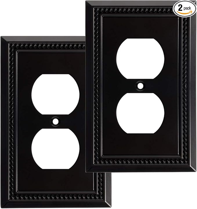Henne Bery Sunken Pearls Heavy Duty Switch Plate/Wall Plate/Outlet Cover (Single Duplex 2PK, Matte Black