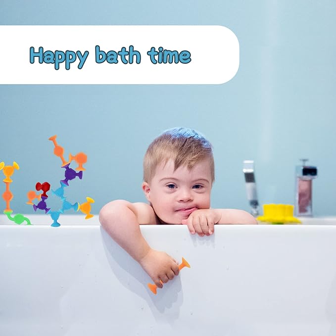 48 Pcs Bath Toys for Kids Ages 3+, Sensory Toys for Autistic Children, Travel Window Stem Learning Toys, Bathtub Toys with Dinosaur Eggshell Storage Christmas gifi for Kids