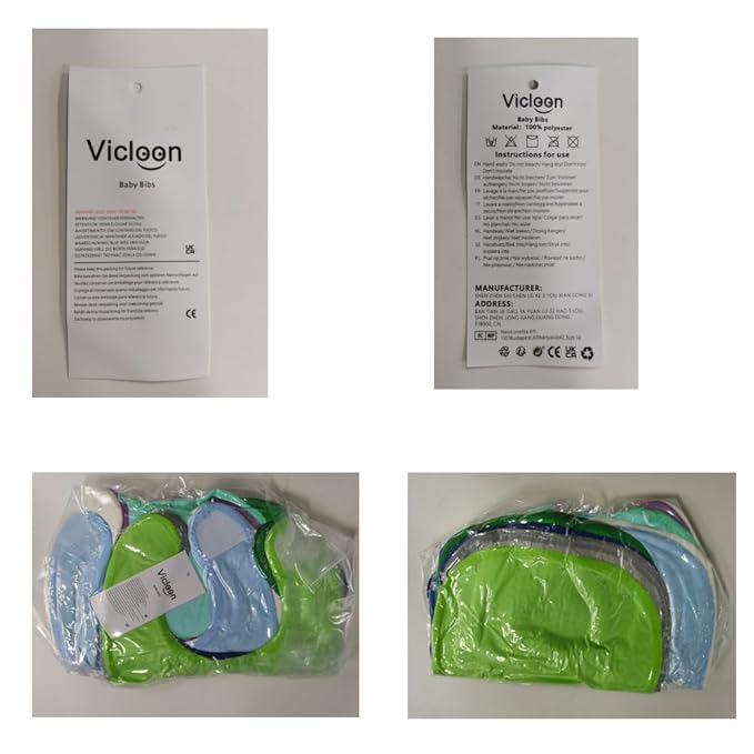 Vicloon Baby Bibs, 8Pcs Terry Bib Set, Baby Bibs for Girls & Boys, Terry Drool Cotton Bibs Waterproof Protection, Soft Absorbent Set for Teething and Drooling, Adjustable Hook-&-Loop Closure(color)