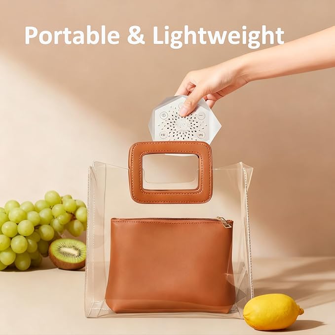 Sound Machine with Light, Portable Sleep White Noise Machine with 8 Colors Night Light, Mini Polygonal Geometric Design APP Control Alarm Clock with 32 Natural Soothing Sounds for Baby Kids Adults