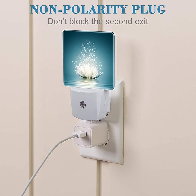 Magic Lotus Flower on Water Night Light Plug into Wall with Dusk to Dawn Sensor Cute Nightlight for Kid Girls Boys Women Men Room Decor, Hallway, Kitchen, Bathroom, Nursery, Stairs