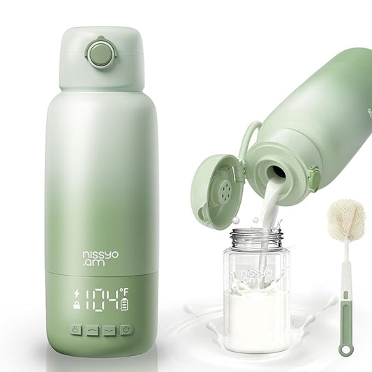 Portable Bottle Warmer for Travel, 17OZ Baby Bottle Warmer On The Go with 100W Fast Heating, Super Fast Charging (Full in 1.5H), Accurate Temp Control, Travel Portable Milk Warmer for BabyMilk