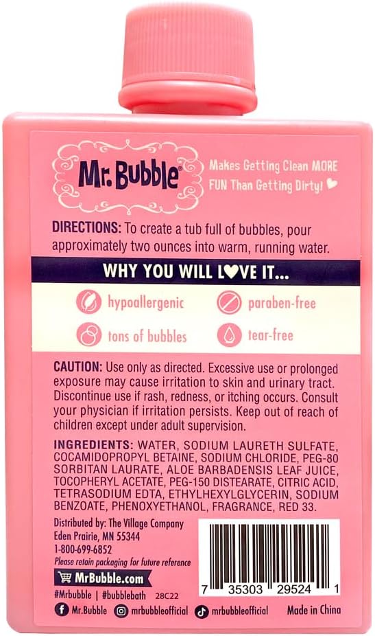 Mr. Bubble Original Bubble Bath, Bubblegum Scent, 8 oz Retro Bottle, 4-Pack