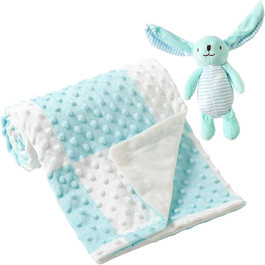 iEvolve Baby Nursery Bed Blankets Ultra Soft Double Layer Mini Blanket Minky Blanket Receiving Blankets Shower Gifts(Blue,30 * 47in)