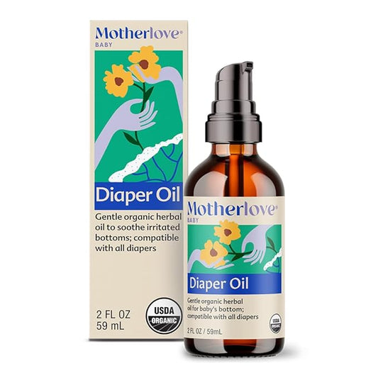 Motherlove Diaper Oil (2 oz) Soothing Vegan diaper Rash Oil—Organic, Cloth diaper Safe, Zinc Oxide- & Petroleum-Free