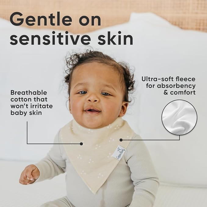 Copper Pearl 4 Pack Soft Cotton Baby Bibs for Drooling and Teething, Absorbent Drool Bibs for Baby Girl and Boy, Adjustable to Fit Newborns to Toddlers, Tons of Styles (Santa Fe)