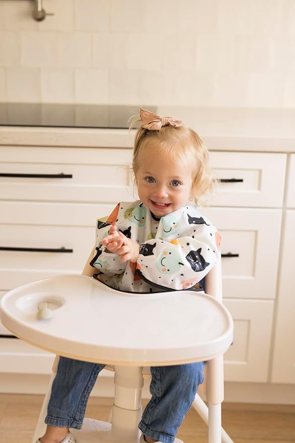 Tiny Twinkle Long Sleeve Bib for Babies & Toddlers – Waterproof Smock Bib for Eating – Machine Washable & Mess-Proof, Baby Feeding Essential & Shower Must-Have(Pumpkins, 6–24M)