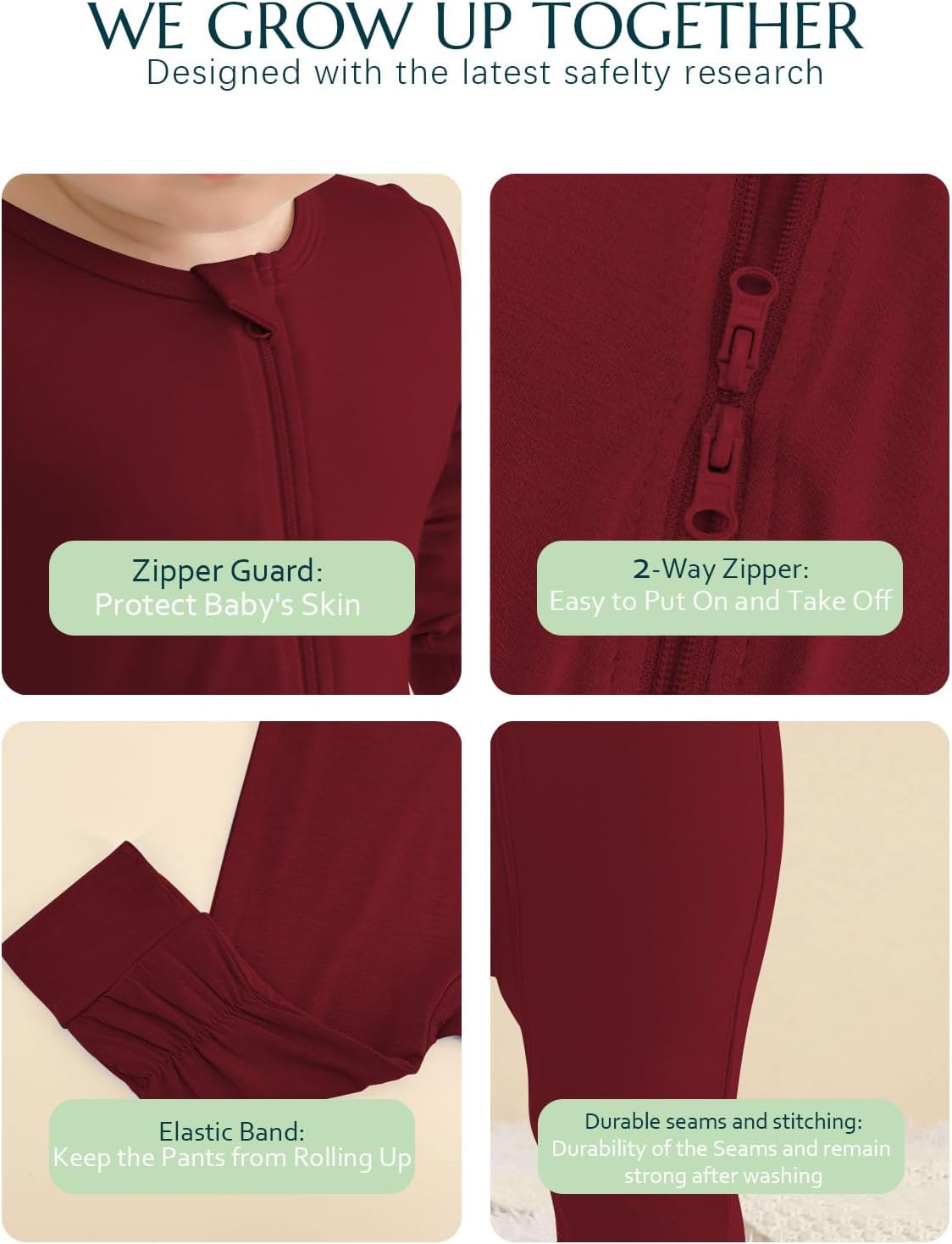 Jimonda Baby Romper Boys Girls Bamboo Pajamas 2-Way Zipper Footless Unisex Long Sleeve Sleepers Sleep and Play 0-24 Months