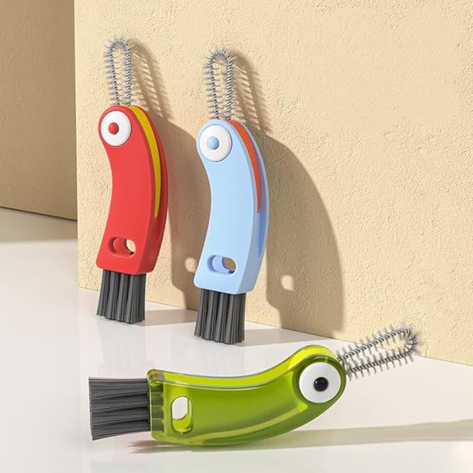 4 in 1 Cup Lid Cleaning Brush Set for Baby Bottle Gap, Tight Spaces - Multifunctional Portable Cleaner for Crevices (Blue)