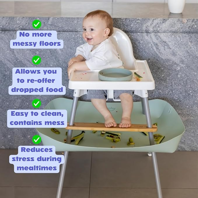 CATCHY -Food Catcher-Compatible with IKEA Antilop High Chair + 11 Other High Chairs- Highchair Sold Separately -Baby & Toddler Food & Mess Catcher-Premium Linen Inspired - Under High Chair Accessory