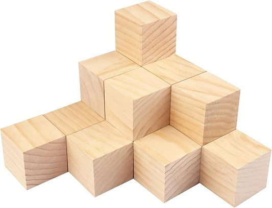 16 Packs Wooden Blocks for Crafts, 2.36 Inch Pine Wood Cubes, 6 x 6 x 6 cm Wooden Cubes for Paint, Stamp, Decorate, DIY Projects and Personalized Gifts,by GNIEMCKIN.