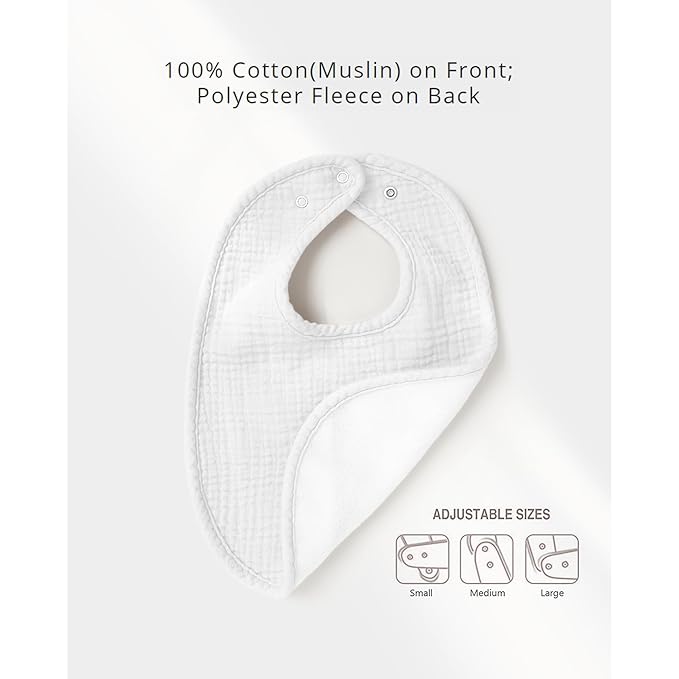Konssy 6-Pack Muslin Baby Bibs for Boys & Girls, Soft Cotton Absorbent Bandana Drool Bibs for Drooling & Teething