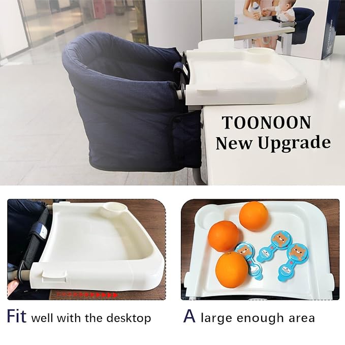 Fast Dining Tray, Indispensable Accessory for Hook on High Chair- Make Meal Easy for Child, Removable Dining Tray - Easy to Carry and Install, Non Slip/Space Saver/Reusable, White