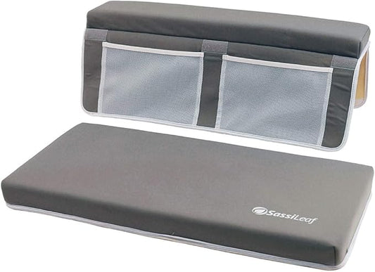 Bath Kneeler & Elbow Rest–Thick, Non-slip 1-Piece Pads Protect Elbows & Knees, Mesh Pockets for Storage. Quick-Dry, Easy to Clean, Durable. Perfect for Bathing Babys, Toddlers, & Pets (Smokey Gray)