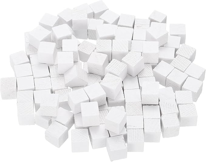 uxcell 300Pcs Wood Blocks for Crafts, 1cm Unfinished Wood Cube Solid Wooden Blank Square Block for DIY Craft Projects Personalized Gifts, White