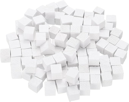 uxcell 300Pcs Wood Blocks for Crafts, 1cm Unfinished Wood Cube Solid Wooden Blank Square Block for DIY Craft Projects Personalized Gifts, White