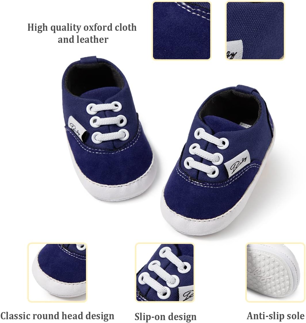 Morbido Infant Baby Boys Girls Canvas Sneaker Toddler Slip On Anti Skid Newborn First Walkers Candy Shoes for 0-18 Months