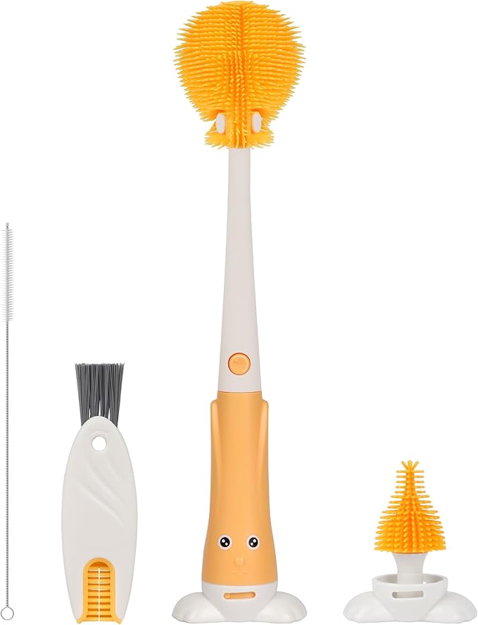 7-in-1 Bottle Cleaner Brush Kit, Long Handle Silicone Baby Bottles Cleaning Brush Set, 360° Flexible Multifunctional Water Bottle Washer for Baby Bottles, Breast Pump, Spout, Nipple & Straw
