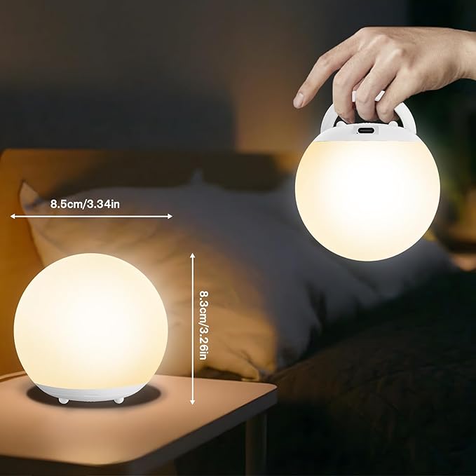 Baby Night Light, Rechargeable Touch Control Night Light with Stepless Dimming & 7 RGB Color Change, Soft Portable Kids Egg Light with 30/60 Mins Auto Off for Bedside, Breastfeeding
