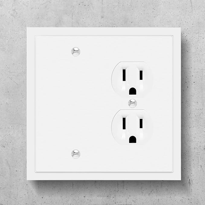 Henne Bery Modern Edge Decorative Wall Plate Switch Plate Outlet Cover, Durable Solid Zinc Alloy (Blank/Duplex, White)