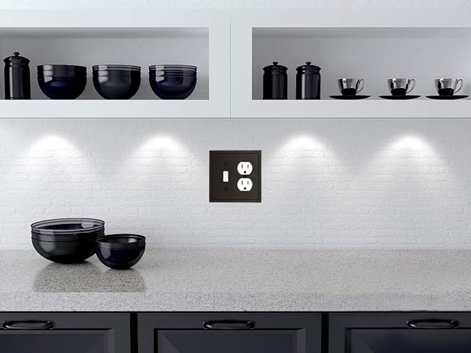 Modern Edge Decorative Wall Plate Switch Plate Outlet Cover, Durable Solid Zinc Alloy (Toggle/Duplex, Matte Black)