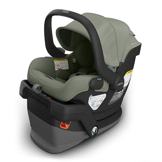 UPPAbaby Mesa V3 Infant Car Seat - Easy Installation + SmartSecure Technology - Attaches to Stroller | Base + Infant Insert Included - Evelyn (Meadow Green)