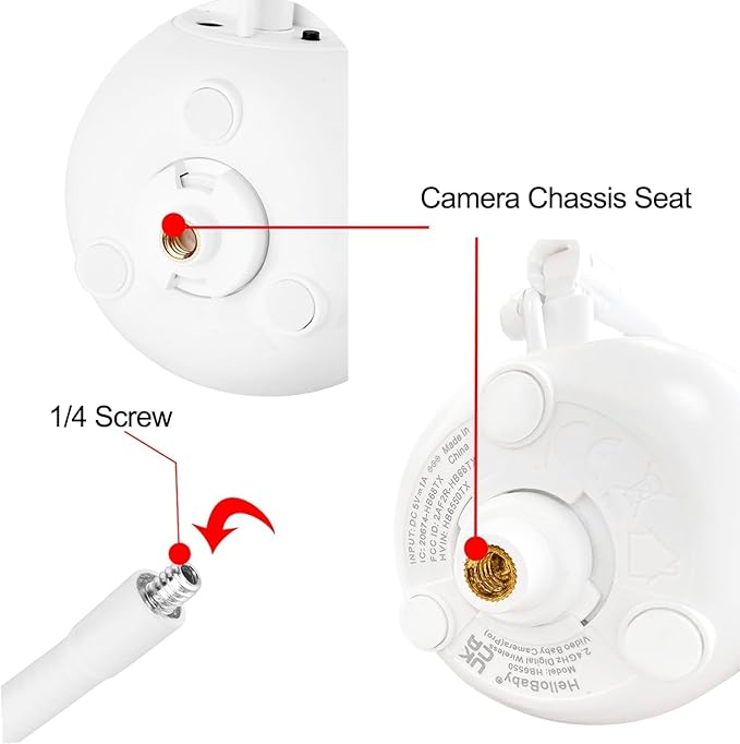 Baby Monitor Flexible Mount for HelloBaby HB65/HB6550/HB6558/HB66/ANMEATE SM935E/SM650|,No Tools, No Wall Damage, Portable with 360° Angle Adjustment (Twist)
