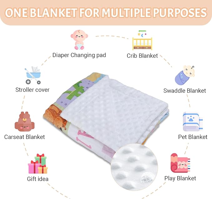 Personalized Baby Blankets for Girls & Boys - Super Soft Easter Blanket with Thick Double-Layer Dotted Backing, Personalized Baby Gifts for Baby Shower from Grandma (Rainbow, Customize Now)