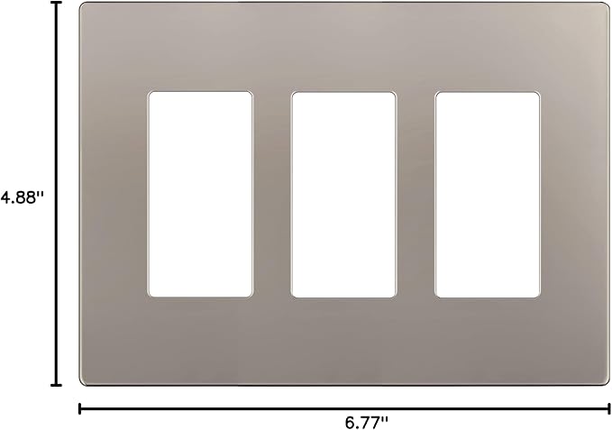 LIDER Matte Finish Decorator Switch Cover, Screwless Wall Plate, Mid-Size 3-Gang 4.88" x 6.77", Unbreakable Polycarbonate Thermoplastic, UL Listed, LSWP-33M-NK, Nickel