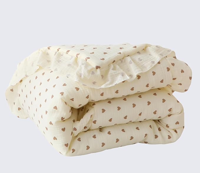 100% Cotton Muslin Crib Comforter/Quilt,Ultra Soft Cozy Reversible Baby Blanket,All Season Toddler Blankets for Boys and Girls, Machine Washable,41"x48"