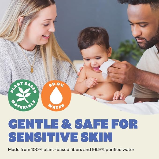 DYPER - Newborn Baby Wipes - 99.9% Water, 100% Plant-Based, Unscented & Hypoallergenic, Soft for Sensitive Skin, Plastic-Free, Skin-Friendly Ingredients - 4 Pack (224 Wipes)