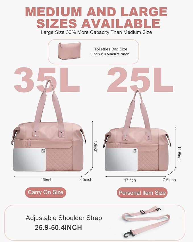 Travel Duffle Bag, Waterproof Weekender Overnight Hospital Bags for Women Men with Toiletry Bag Lightweight Carry on Personal Item Duffle Gym Bag for Travel, Airplanes, Sports