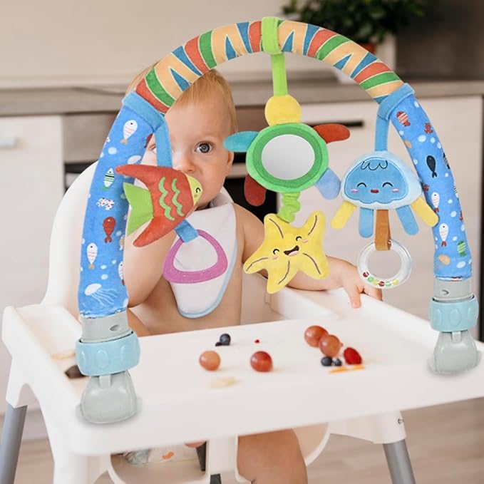 Caterbee Baby Baby Bouncer Toy bar, Clip on Crib & Pram Activity Bar Toy Travel Arch Bassinet Toys for Toddlers (Star)