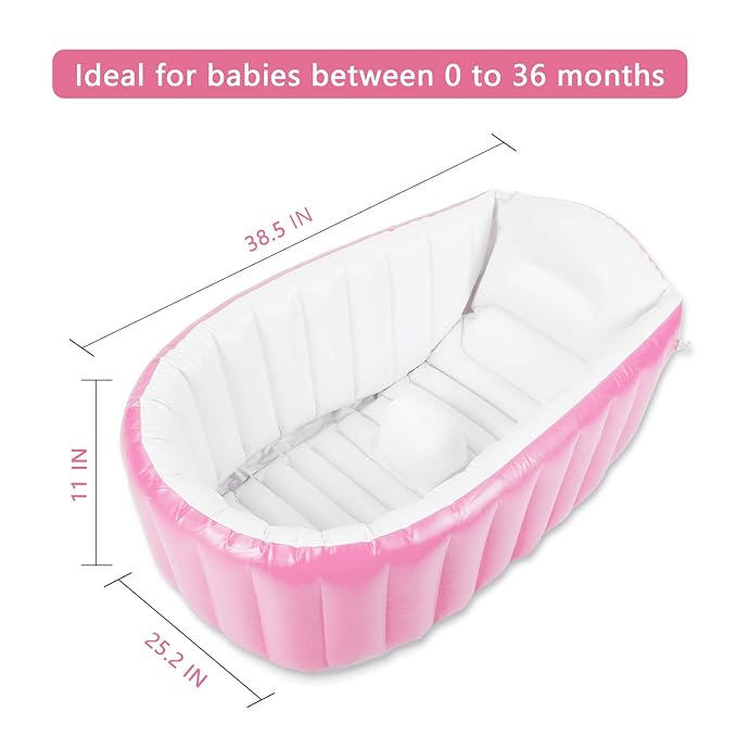 Goodking Baby Inflatable Bathtub, Portable Infant Toddler Bathing Tub Non Slip Travel Bathtub Baby Swimming Pool with Air Pump, Pink