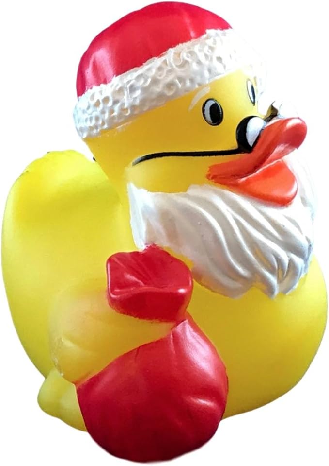 3" Christmas Santa Claus Rubber Duck [Sealed Hole, Floats Upright] - Baby Safe Bathtub Bathing Toy