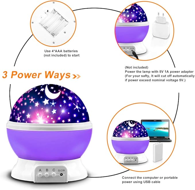 Star Projector Night Lights for Kids, Birthday Gifts for 1-4-6-14 Year Old Girl and Boy, Projection Lamp for Kids Bedroom, Glow in The Dark Stars and Moon for Child Asleep Peacefully- Purple