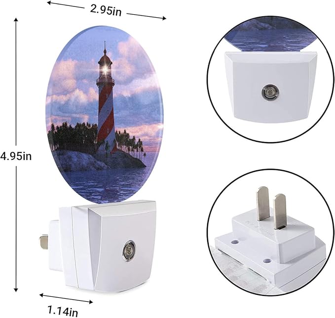 EKOBLA Nautical Lighthouse Night Lights Plug into Wall Lighthouse Sunset Coastal Seaside Night Light Dusk to Dawn Sensor LED Lamp for Bedroom Bathroom Stairway Living Room Kitchen