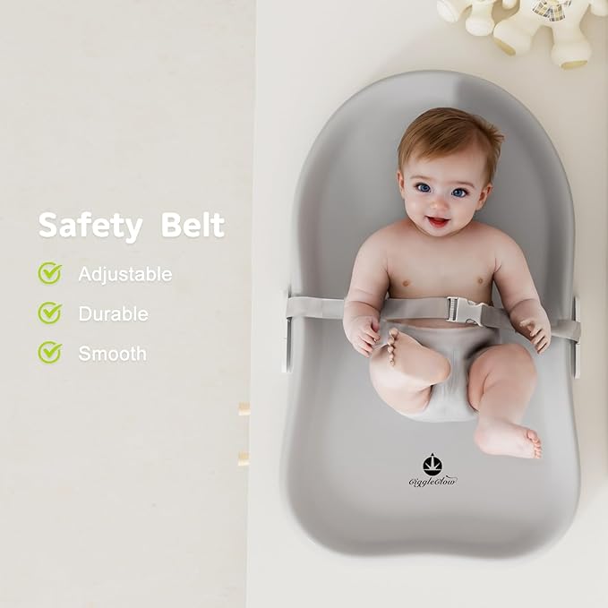 Baby Diaper Changing Pad with Adjustable Belt – Portable, Waterproof, Peanut-Shaped Design, Non-Slip Base for Table and Dresser, Grey