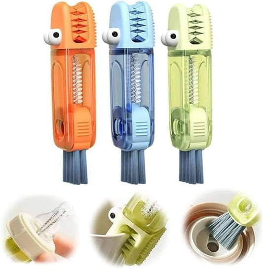 3 in 1 Cup Lid Cleaning Brush, 2025 New Cup Lid Cleaner with Brush, Multifunctional Portable Crevice Cleaning Brush Set for Baby Bottle Gap Tight Spaces, Home Kitchen Cleaning Tools (A-Mix)