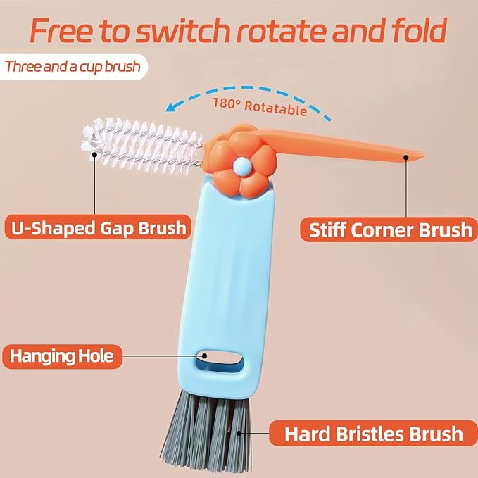 3 in 1 Cup Lid Cleaning Brush, Multifunctional Insulation Bottle Cleaning Tool, Home Kitchen Cleaning Tool for Bottle Gap Tight Spaces Cup