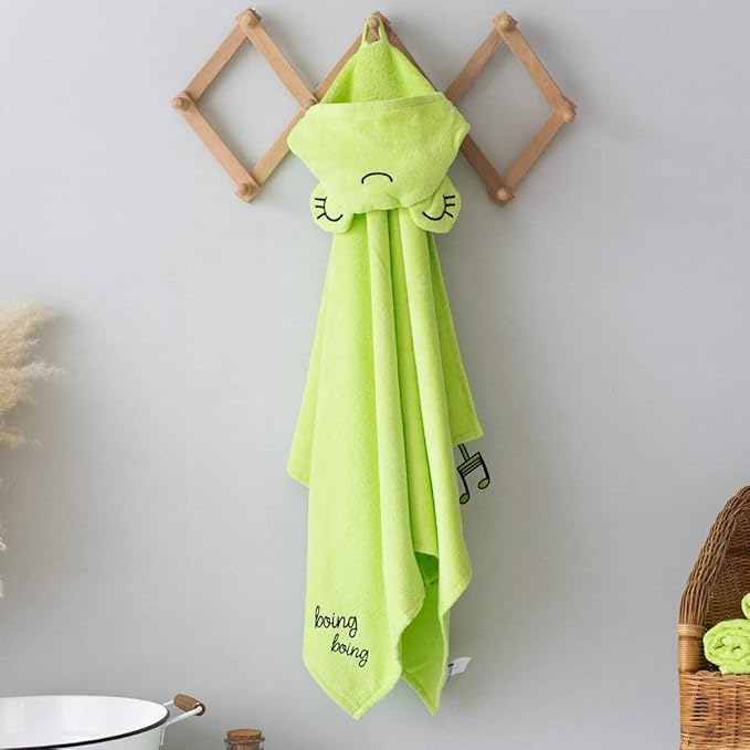 Milk&Moo Baby Hooded Towel, 100% Organic Turkish Cotton, Ultra Absorbent Bath Towel with Hood, 27x47 Inch, for Baby Boys & Girls (0-2 Years, Green)