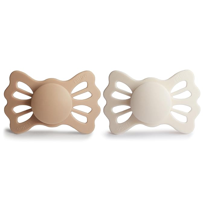 FRIGG Lucky Symmetrical SilkySoft Silicone Baby Pacifier | Made in Denmark | BPA-Free (Silky Satin/Cream, 6-18 Months)
