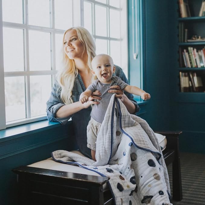 Little Unicorn Original Premium Cotton Quilt | Multi-Layered & Extra-Soft Muslin Fabric |for Babies & Toddlers (Planetary)