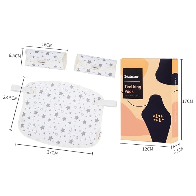 Bebamour Drool and Teething Reversible Cotton Pad For All Carry Positions Baby Carrier White Drool Bib For Boys & Girls(Light Grey)