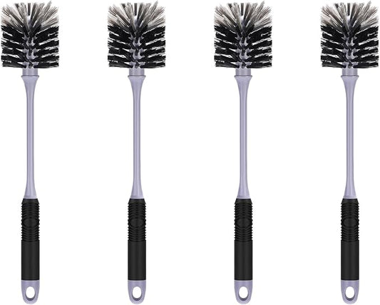 Bottle Brush Cleaner, Long Handle Bottle Brush with Dual Bristles for Water Bottles, Glassware, Mugs, Sports & Baby Bottles Cleaning, Black 4 Pack